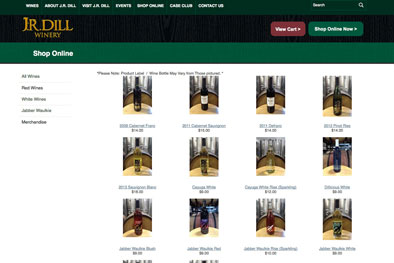JR Dill Winery Wine List Page